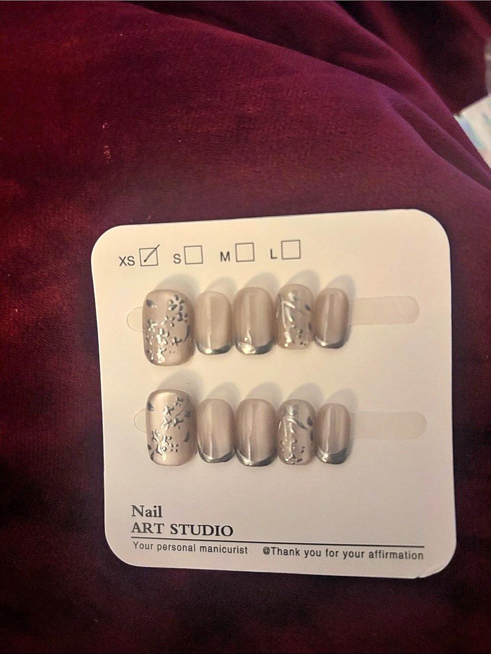 Nail Art Studio Press-On Nails Pink Silver NWT